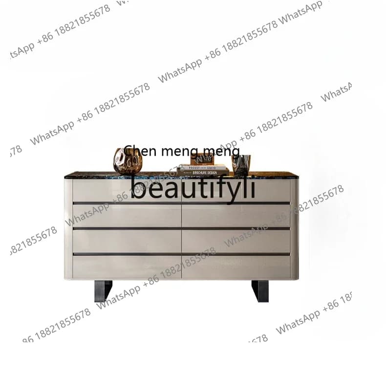 N178 G Italian marble dining side cabinet, living room, modern simplicity, entrance cabinet light luxury solid wood bedside ches