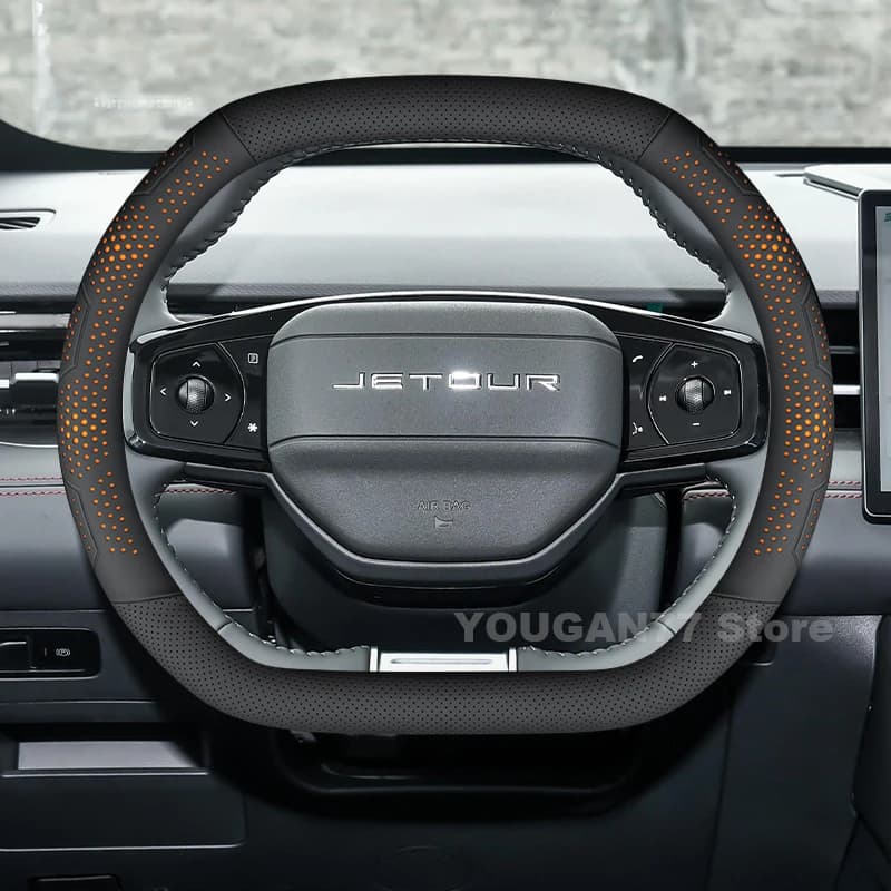 Leather Car Steering Wheel Cover For Jetour Dashing 2025 2024 2026 Non-slip Auto Steering Wheel Jetour Dashing Accessories 2025