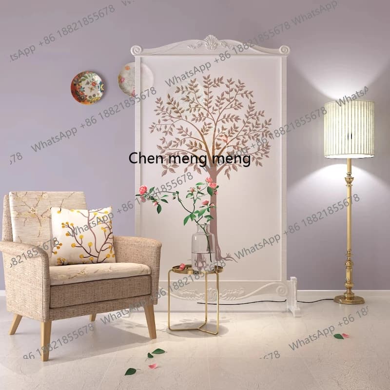 American screen partition entrance living room hotel bedroom solid wood European carved screen