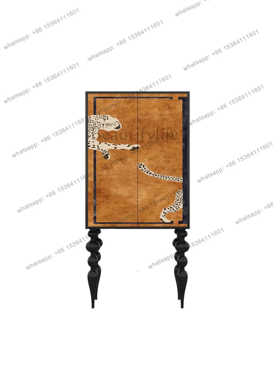 American retro home high-footed cabinet bedroom solid wood door locker