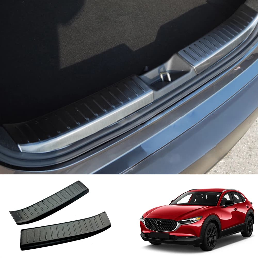 For Mazda CX30 CX-30 Inner Rear Bumper Foot Plate Accessories Trim Car Trunk Threshold Protector Stickers Auto Parts 2020-2025
