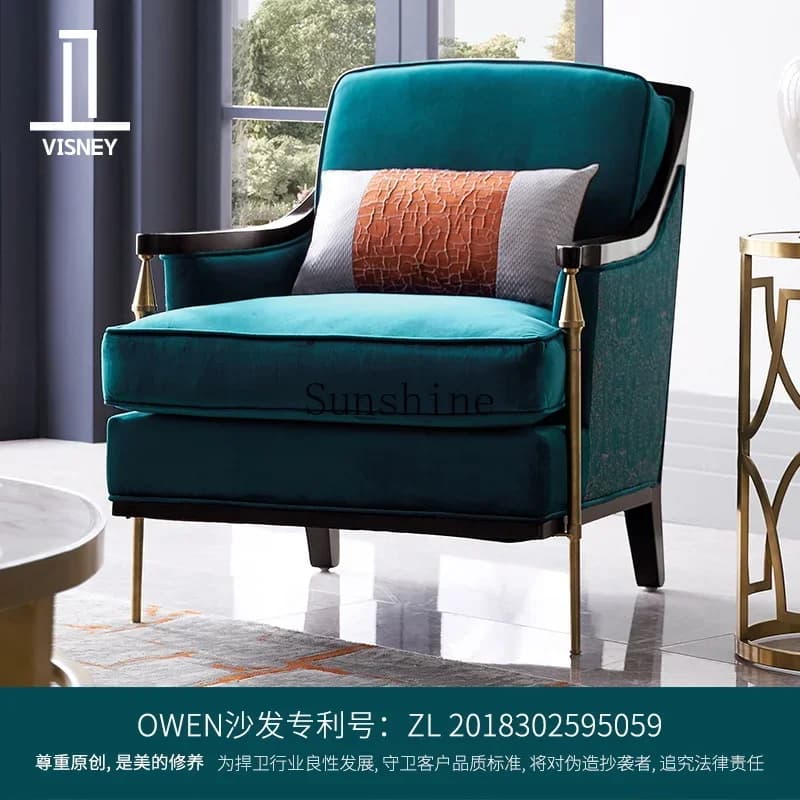 American light luxury leather sofa modern high-end living room original buckle three people       FT