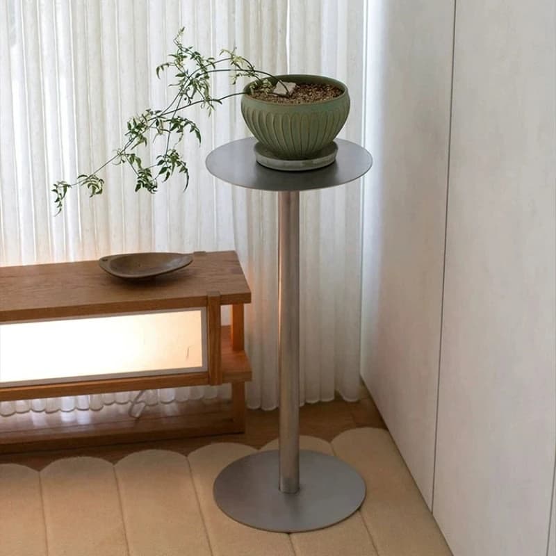 Stainless Steel Round Side Table Commercial Cafe Bistro Desk Save Space Living Room Furniture Stylish Minimalist Coffee Tables