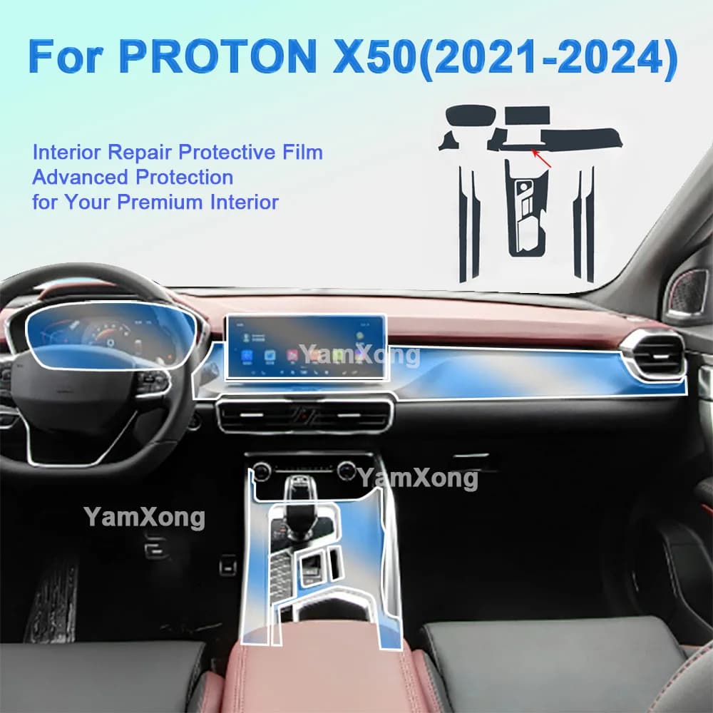 High Clear HD Protective Film For PROTON X50 (2021-2024) Car Interior Touch Screen Dashboard Control Panel Anti-Scratch Cover