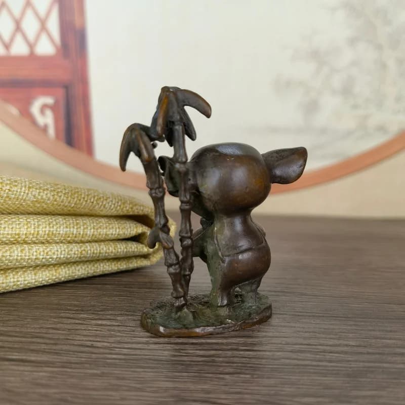 Ancient Zodiac Figurine, Peaceful , Wealth Bringing Pig, Home Tea Table Desktop Decoration, Copper Alloy Ruler Ornament