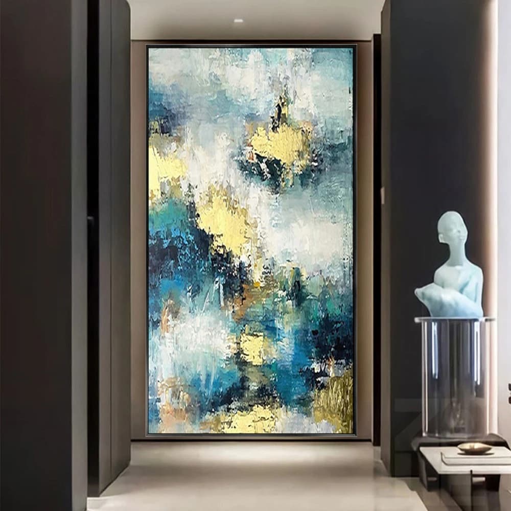 Abstract Gold Green Texture Canvas Painting 100% Handmade Large Size Oil Paintings for Living Room Decorative Artwork Gift