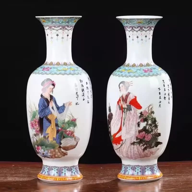 Four Chinese beauties, Guanyin vase, Jingdezhen ceramic vase decoration, living room flower arrangement, home imitation ancient
