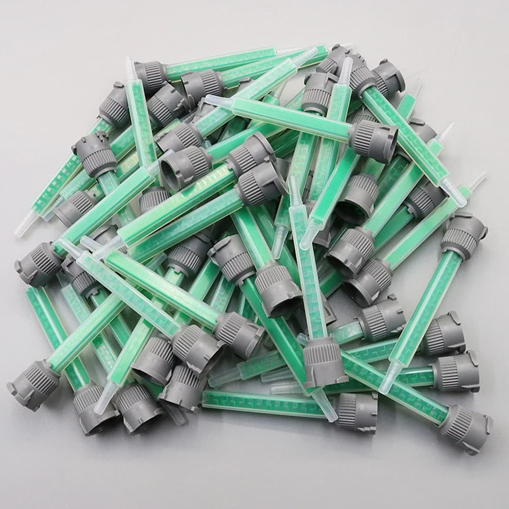 500pcs Mb6-16 Epoxy Mixing Nozzle Mixer Adhesive for Glue Gun Applicator Green Square Static Mixing Nozzle (1:1/2:1 Ratio)