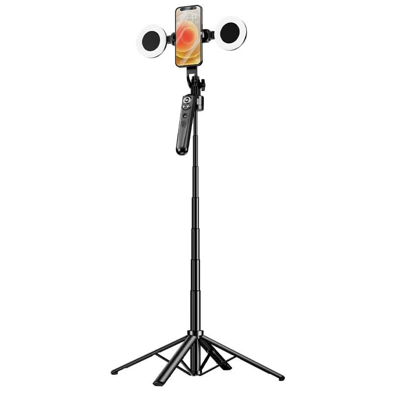 AI face tracking selfie stick quad 360 degree automatic tracking live broadcast smart follow-up mobile phone holder