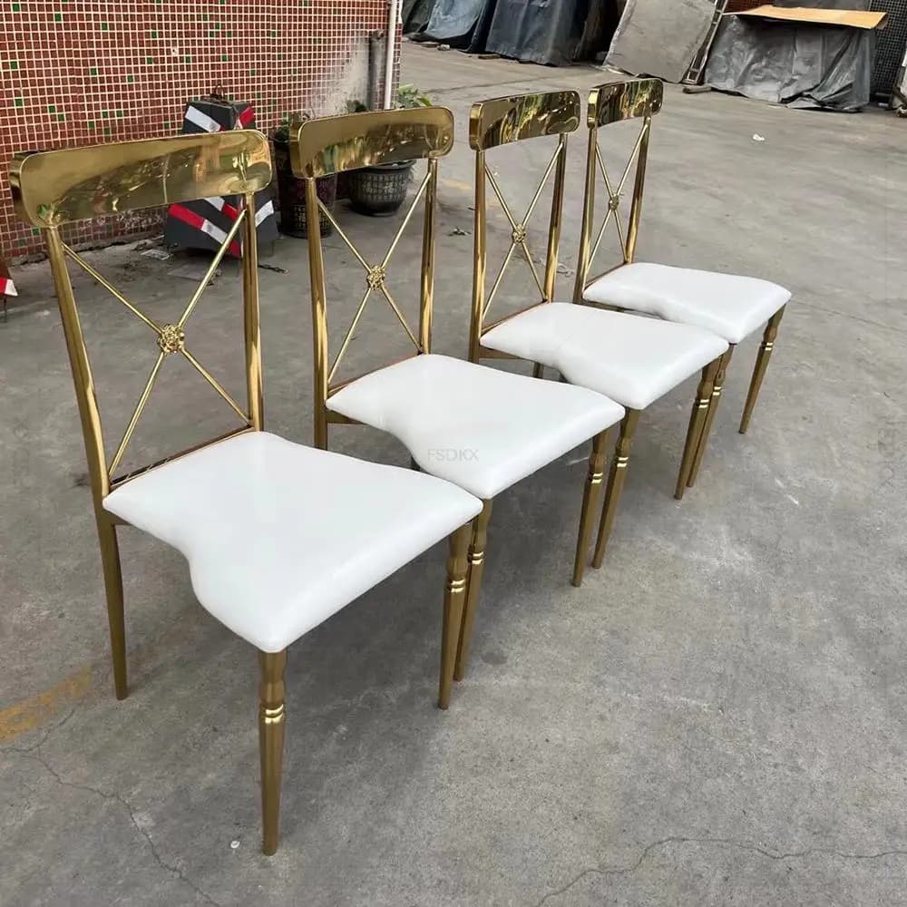 One-stop Furniture Golden Stainless Steel Chair Wholesale-wedding-and-event-chairs Gold Modern Chairs for Wedding
