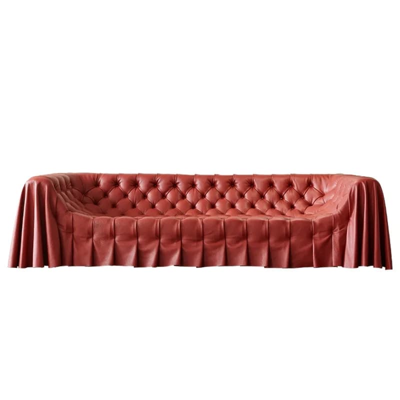 American light luxury leather cloth straight row sofa small apartment living room designer furniture hotel lobby leisure