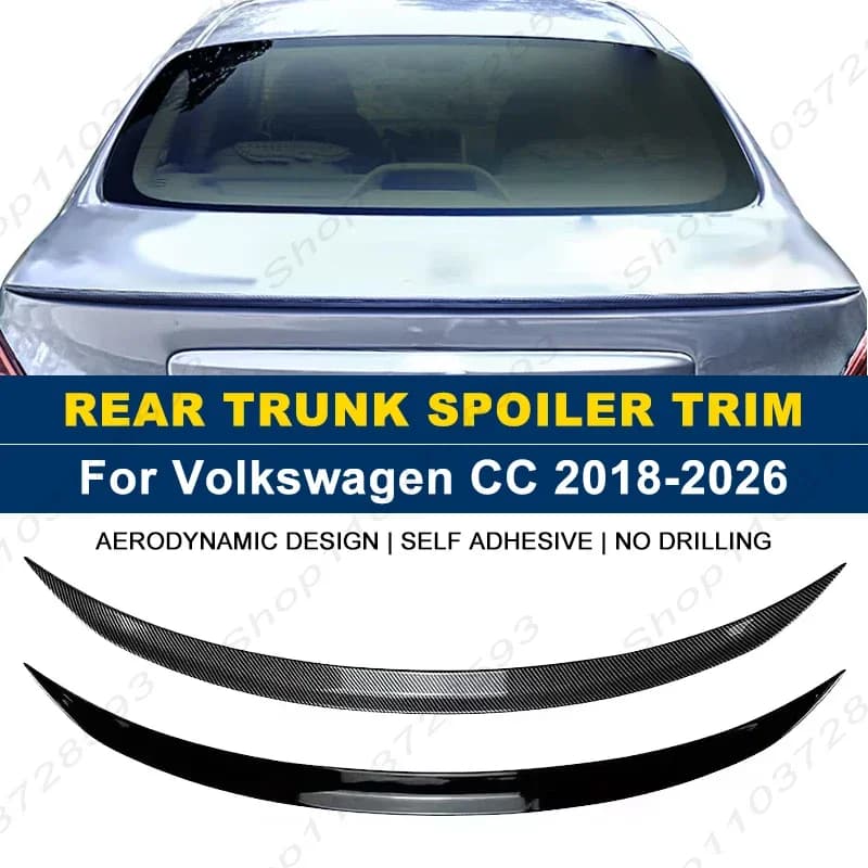 For Volkswagen VW CC 2018-2026 Car Rear Trunk Boot Spoiler Wing Lip Body Kits Glossy Black Soft Plastic Exterior Accessories