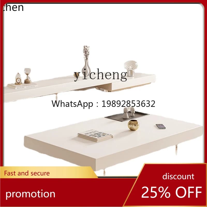 HT Modern Minimalist Acrylic Suspension Stone Plate Coffee Table TV Cabinet Combination Small Apartment