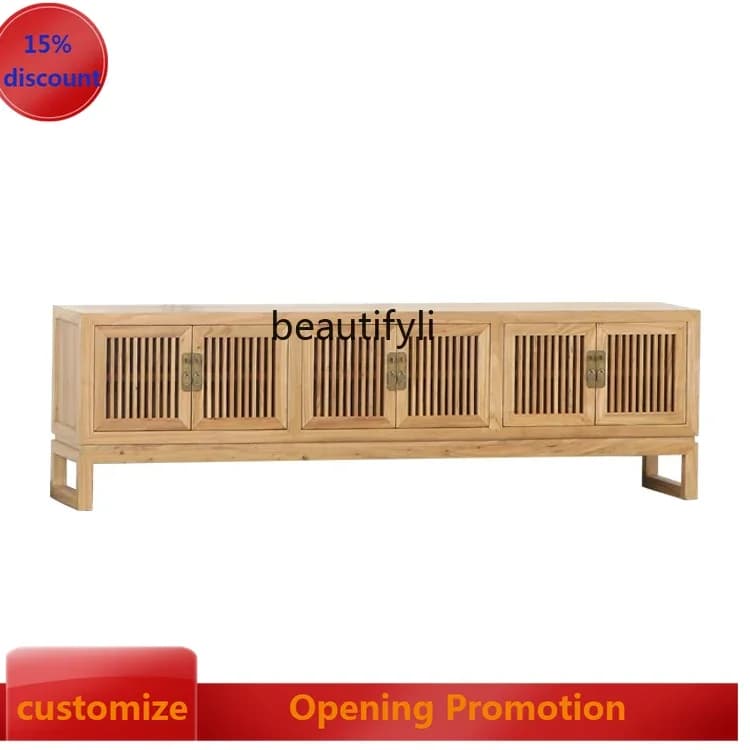 ss8350 New Chinese TV cabinet Elm Song Dynasty aesthetic antique living room decoration all solid wood Zen furniture tea room ca