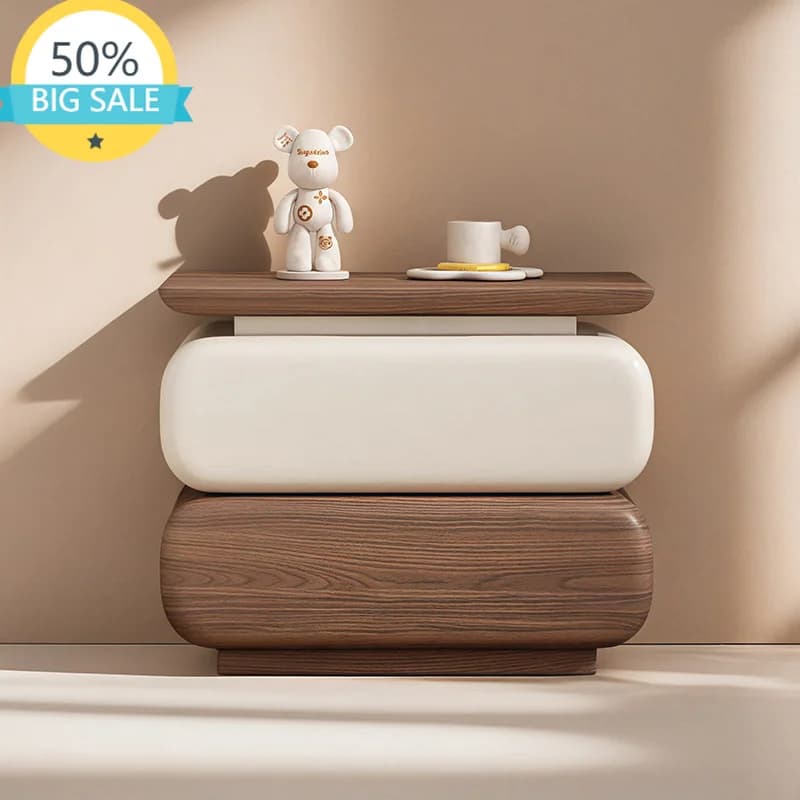 Space Saving Bedside Table Cream Style Design Trendy Simple Nightstands Storage Drawers Mesita De Noche Bedroom Furniture
