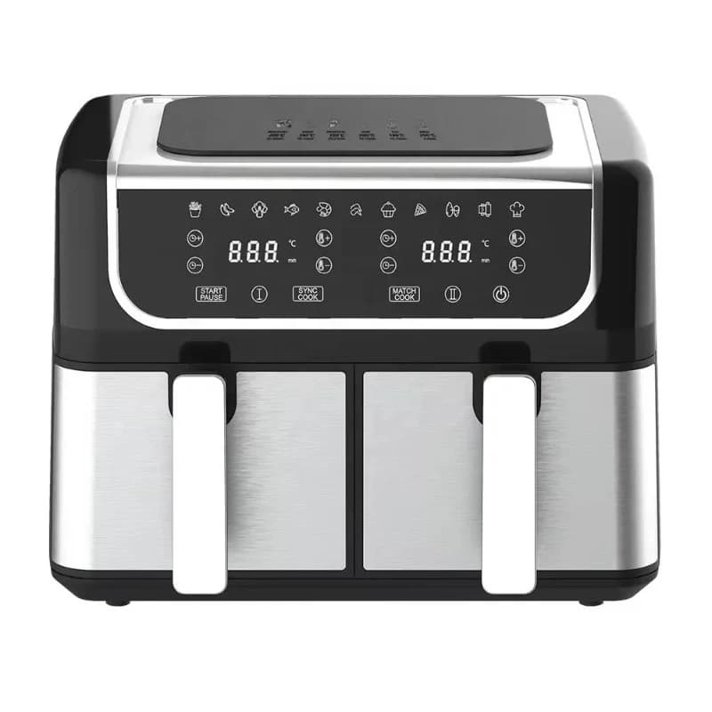 Touch Double Air Fryer Electric Fryer Oven Smart Air Fryer Stainless Steel Classic Square Digital Control 220