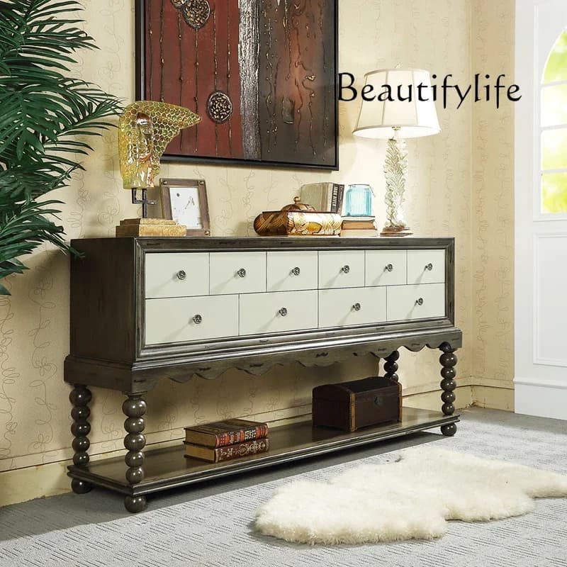 Retro Chinese strip table Italian sofa back several long supply tables Entrance table Modern simple villa entry cabinet