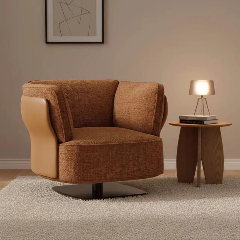 Modern simple leather leisure chair living room balcony fabric chair