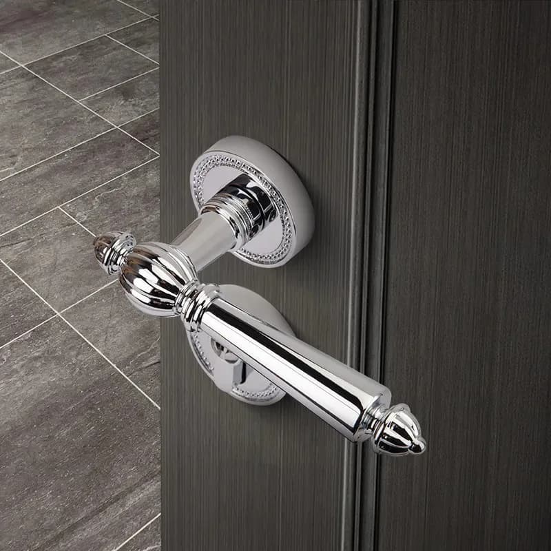 Classic all-copper bedroom door lock, light luxury silver room wooden door split copper handle silent door lock