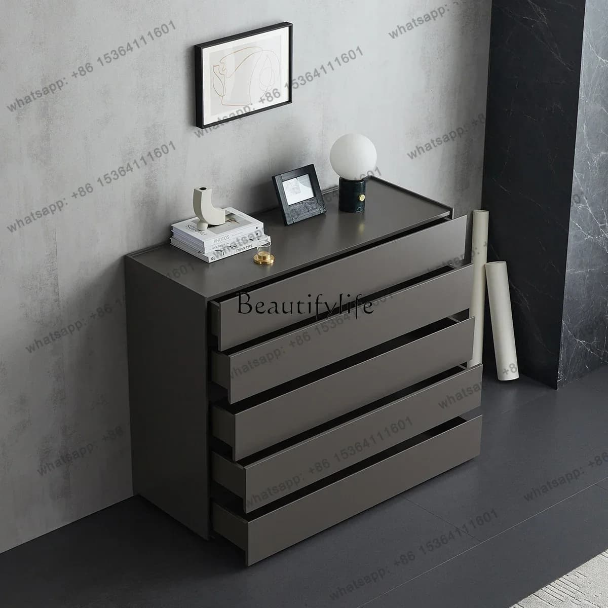 Customization 26Italian minimalist chest of drawers, storage at the end of the bed, modern minimalist entrance decorative cabine