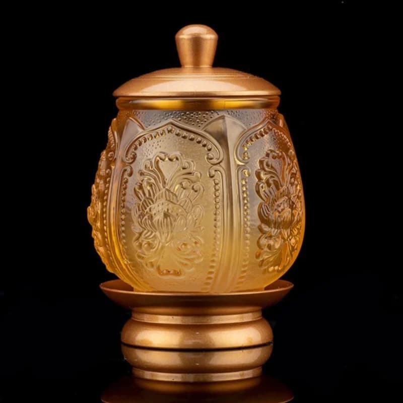 11cm Buddha Lotus Water Supply Cup Glass Holy Water Cup Buddhist Temple Supplies