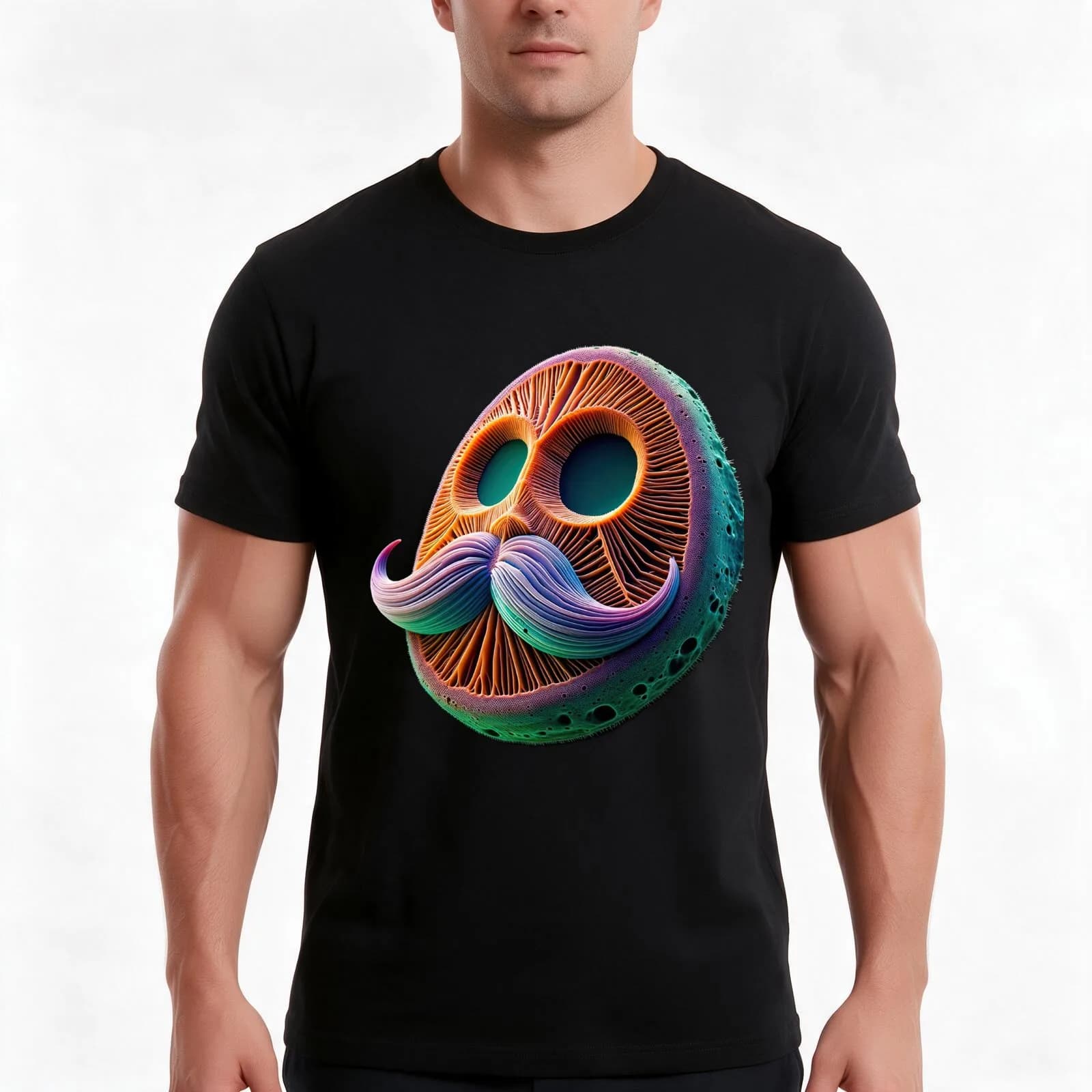 Real Mustachio T-Shirt, Summer Casual Cotton Tee, Oversized Streetwear Tops, Vintage Graphic Print, Loose Fit Short Sleeve