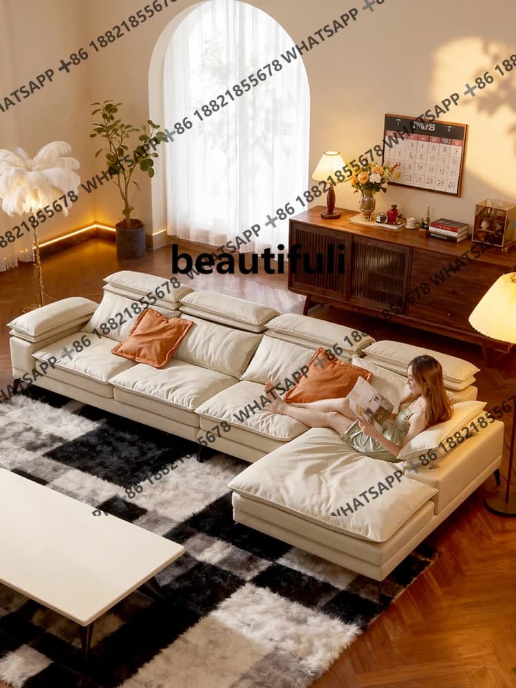 Technology cloth sofa straight row living room modern simple Italian minimalist no-dismantling and washing fabric corner sofa