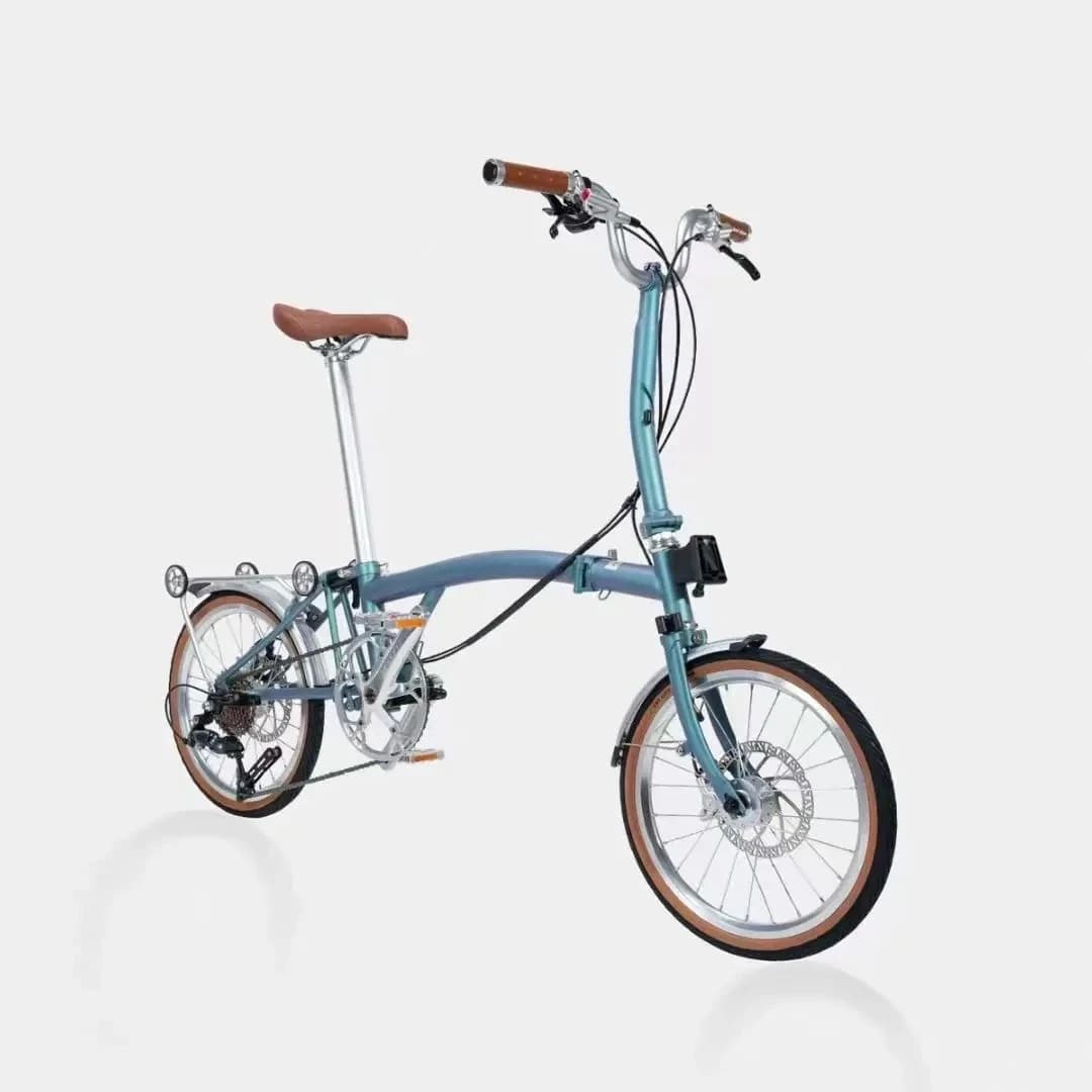 D9K Folding Bicycle 16inch 9speed Hydraulic Disc Brakes Foldable High Quality Molybdenum Steel Frame Tri-folding Bike