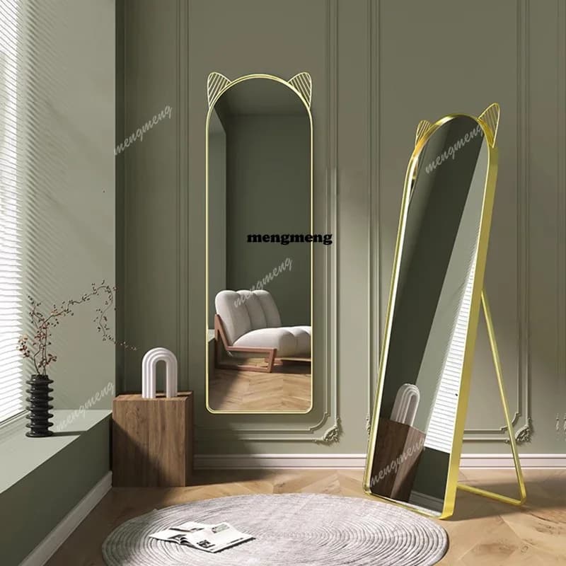 Cute Gold Mirror Luxury Bedroom Nordic Modern Vanity Full Body Wall Hanging Floor Girls Square Espelhos Living Room Decorations