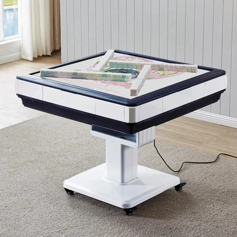 White Folding Mahjong Table Fully Automatic Household Folding Mahjong Table Dining Table Dual-use Electric Mahjong Machine