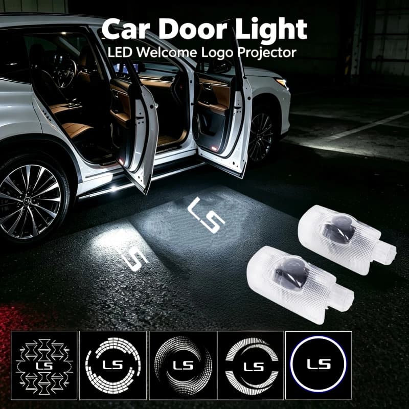 2Pcs LED Ghost Logo Projector Car Door Welcome Atmosphere Shadow Light For Lexus LS LS400 LS500 LS300 LS600 LS460 2005-2017