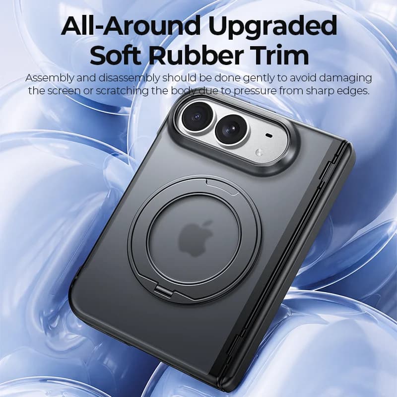 For iPhone Duo 5G Case Skin-Friendly Frosted Transparent Rotating Bracket Hinge With Tempered Film Shockproof Cover Accessories