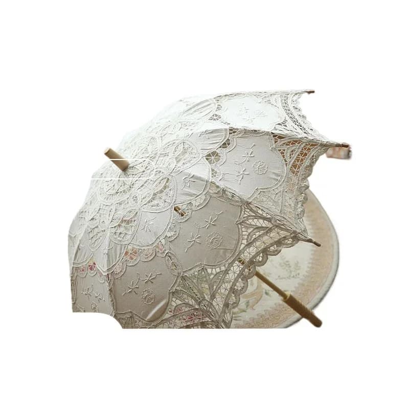 V45O parasol female wedding bridal big red umbrella retro lace court craft umbrella photo length