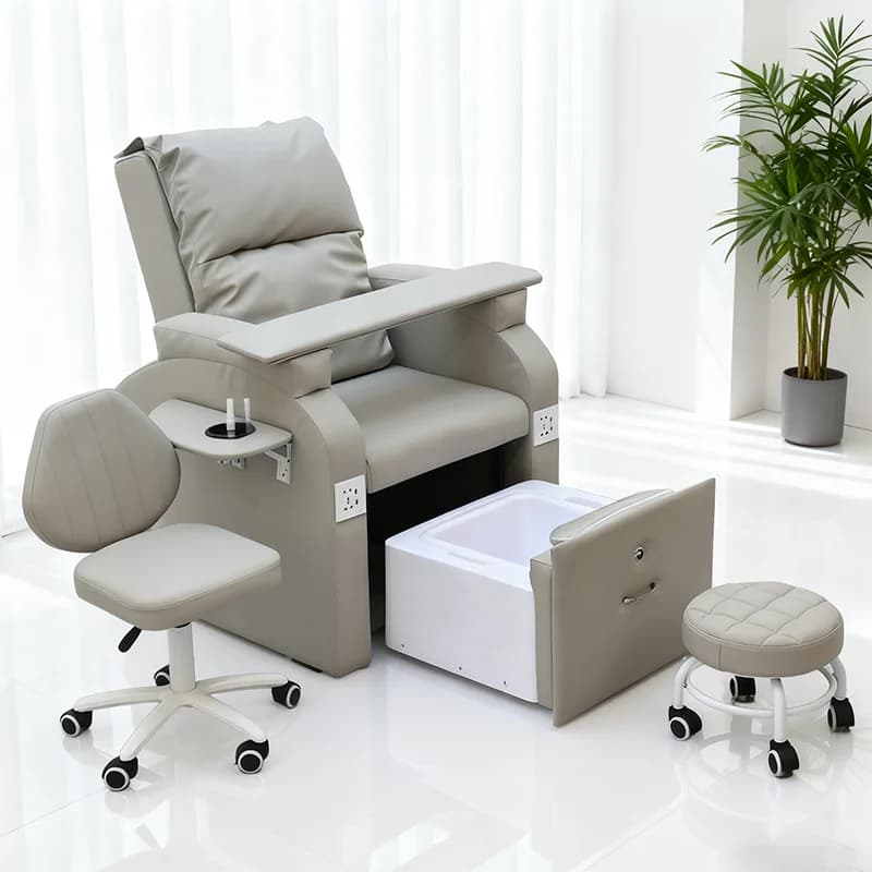 Modern Nail Salon Equipment Foot Spa Pedicure Chair Luxury Electric Kneading Massage Foot Bath Chair with Stool