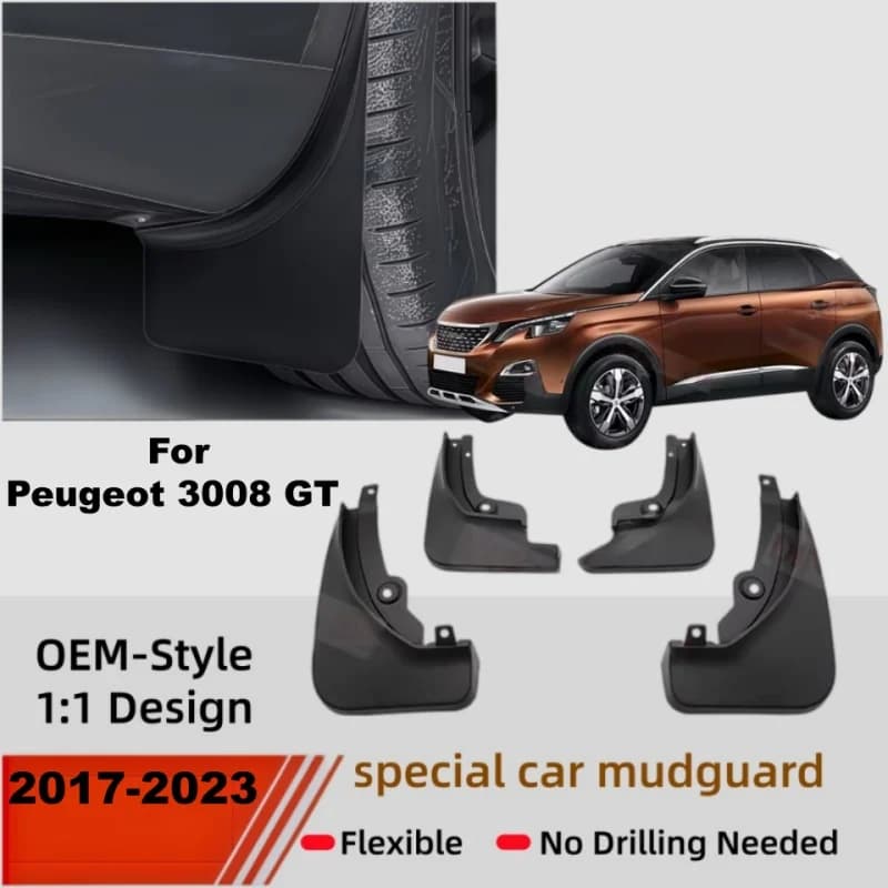 For Peugeot 3008 GT 2017~2020 2021 2022 2023 Car Mud Flaps No Drilling Required Mudguards Cover Splash Guards Fender Accessories