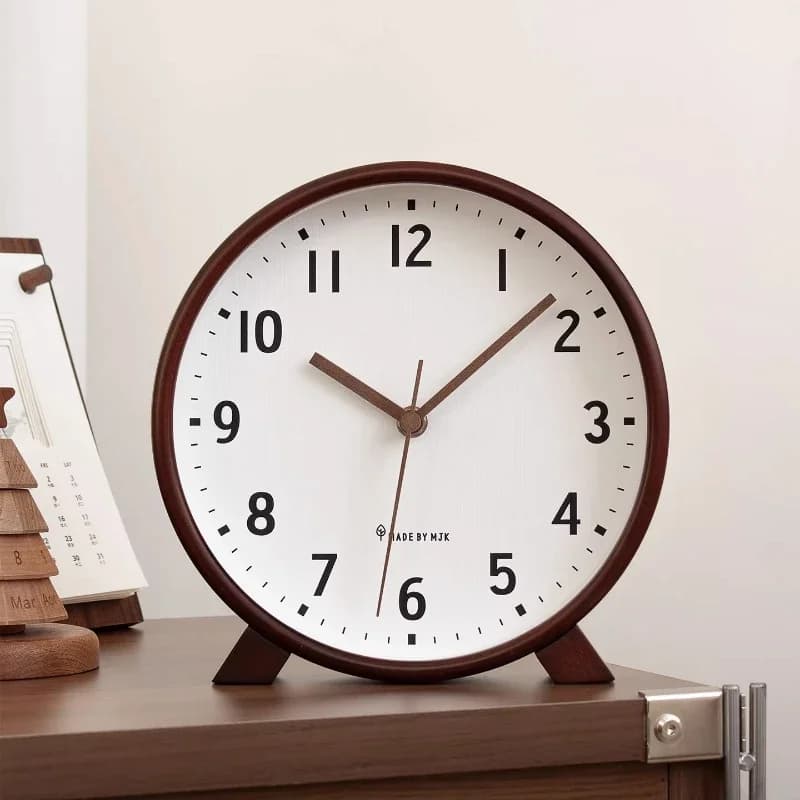 Solid Wood Chinese Retro Clock New Desktop Decoration Living Room Silent Clock Placement Decoration Retro Clock