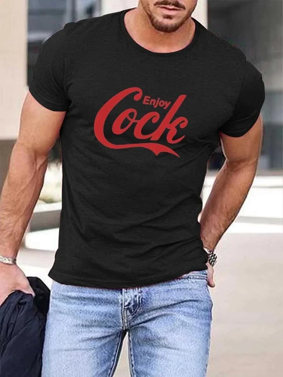 Summer Men's Printed Casual Crew Neck Short Sleeve T-Shirt Enjoy Cock T-Shirt 3D Printed T Shirt