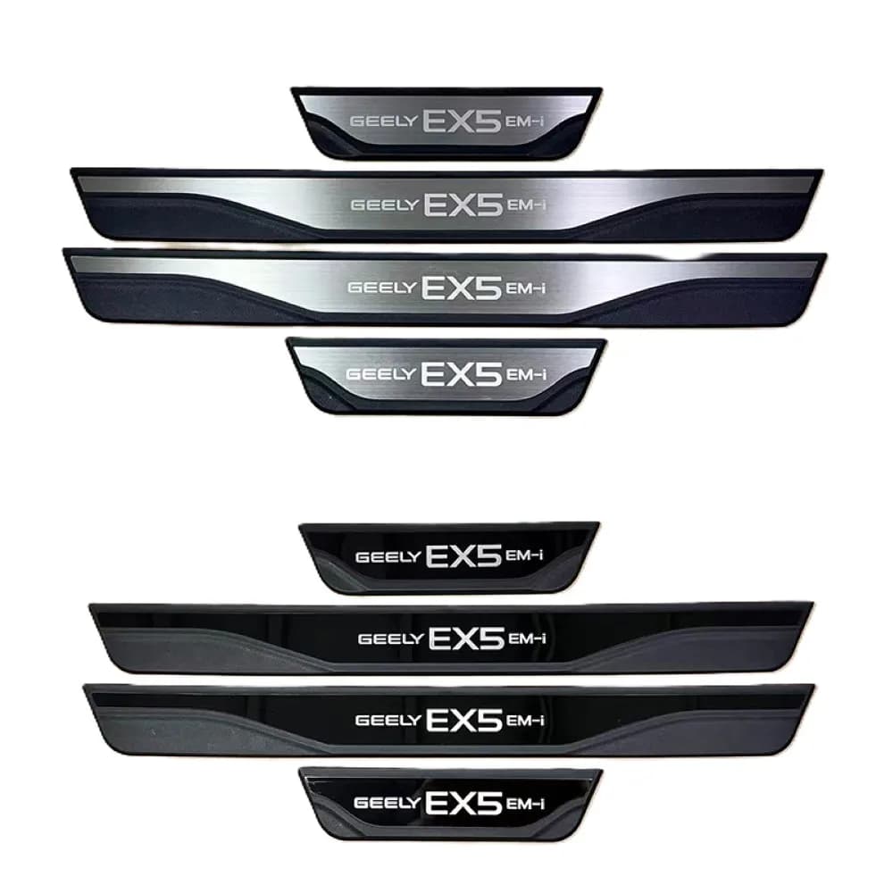 For Geely EX5 EM-i 2024 2025 2026 2027 Car Door Sill Welcome Pedal Adhesive Threshold Protector Stickers ABS Steel Anti-Scratch