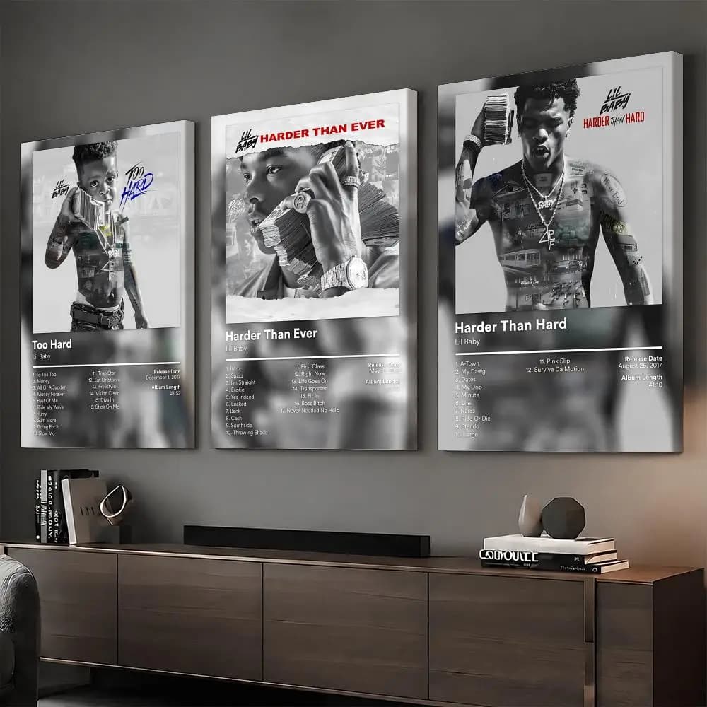 L-Lil Baby Rapper Music Painting Calligraphy HD Modern Style Inner Frame Canvas Poster Bedroom Room Hallway Wall Art Decor