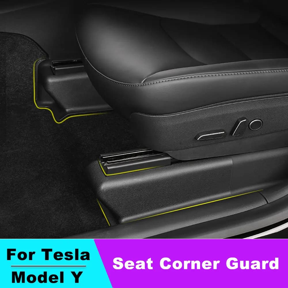 Under Seat Corner Guard For Tesla Model Y 2020-2024 Front Rear Seat Slide Rails Protector Cover Anti-Kick Decor Protection Shell