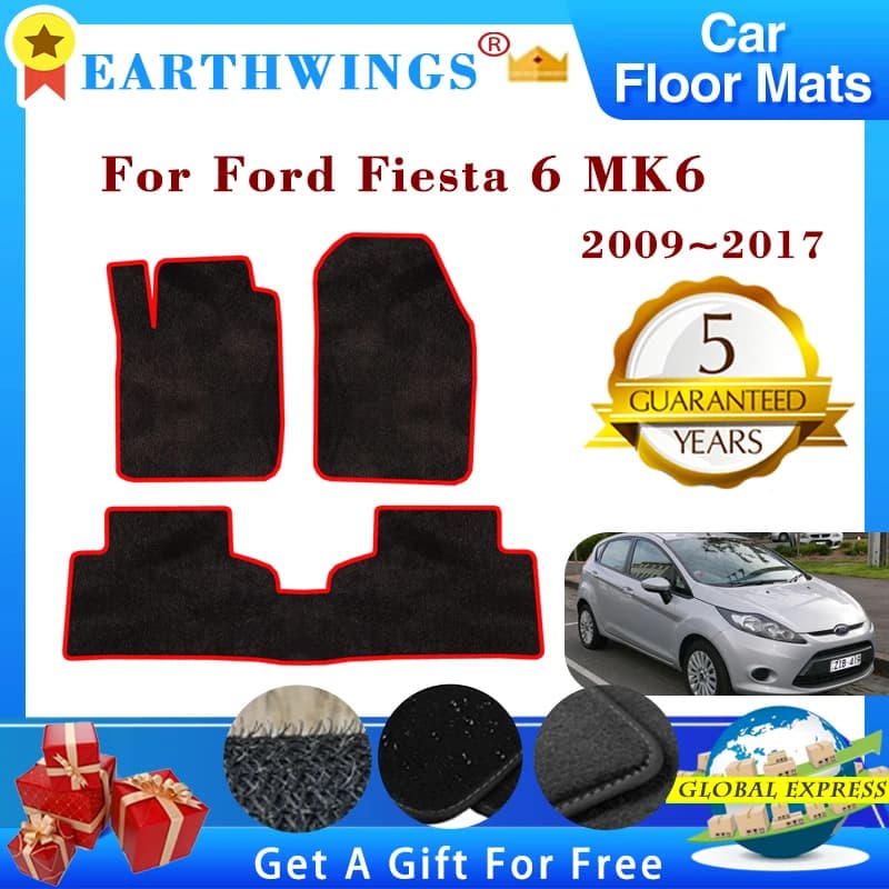 For Ford Fiesta 6 MK6 2009~2017 2010 2011 2012 2013 Car Floor Mats Footpads Carpets Cover Rugs Panel Foot Pad Auto Accessories