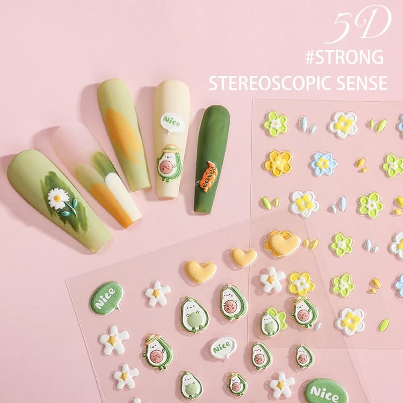 Flower Nail Sticker Custom 3D French Style Nail Art Made From Durable Paper Plastic and PET for Nail Beauty