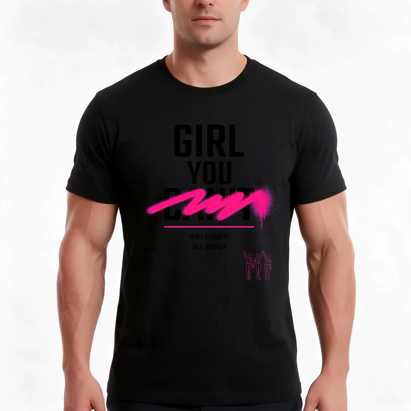 Girl you will change the world T-Shirt, Summer Casual Cotton Tee, Oversized Streetwear Tops, Vintage Graphic Print, 100% Cotton