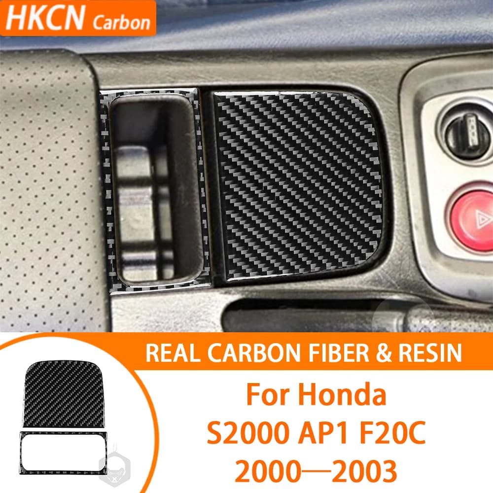 Carbon Fiber Handbrake Storage Decorative Panel Interior Car Accessories Cover Stickers Trim For Honda S2000 ‌AP1 F20C 2000-2003