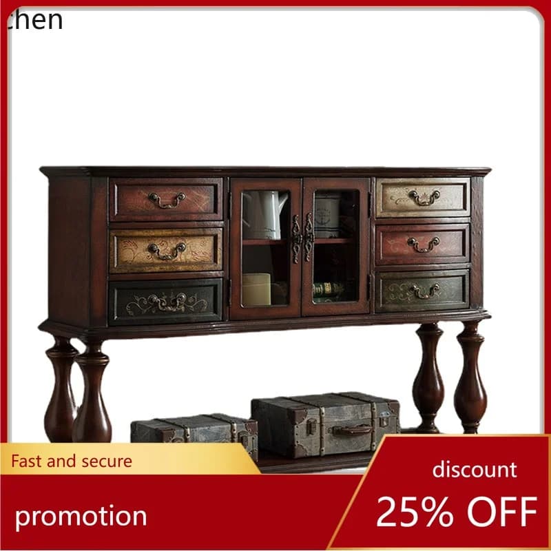 YFY European Style Retro Porch Table Mediterranean Custom Tea Cabinet