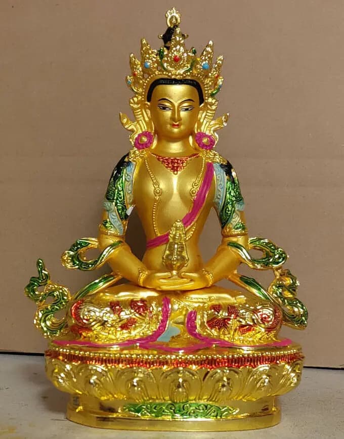 Chinese Collectible Amitayus Amitabha Divinity Cloisonne technique Vajra Longevity Buddha statue