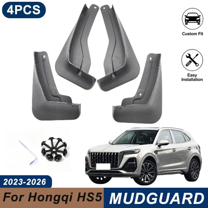 4PCS Car Mud Flaps For Hongqi HS5 2023-2026 Waterproof Anti-Splash Fender Mudguards Auto Exterior Accessories