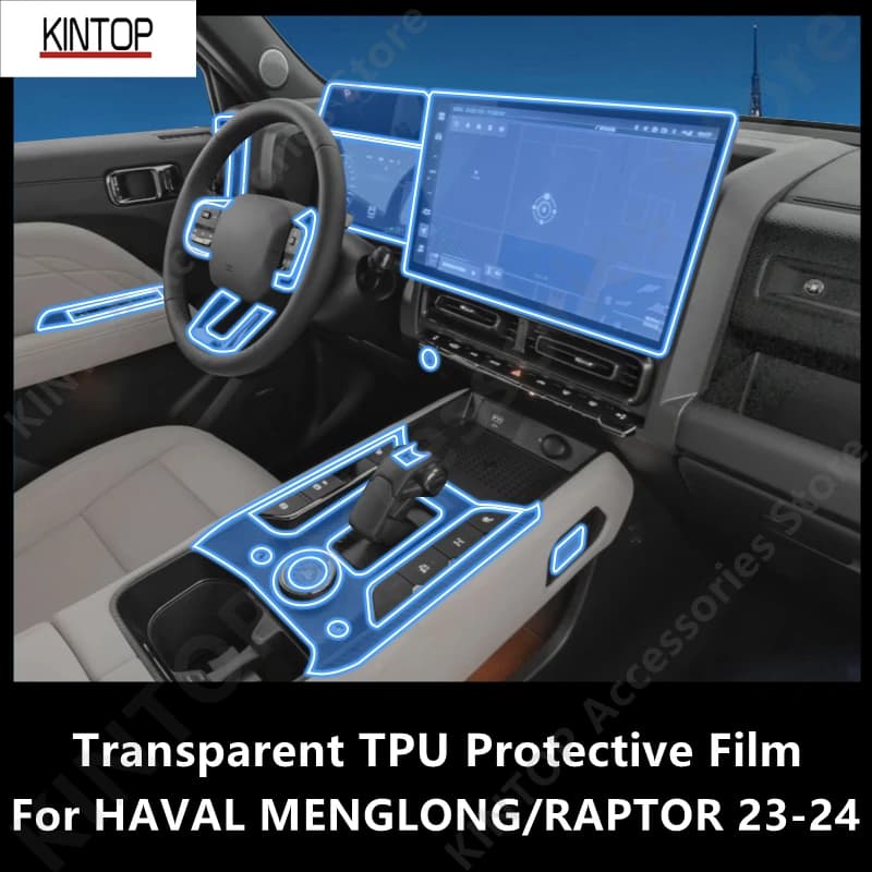 For HAVAL MENGLONG/RAPTOR 23-24 Car Interior Center Console Transparent TPU Protective Film Anti-scratch Repair Accessory Refit