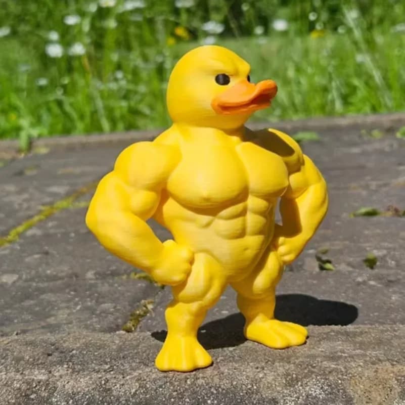 pc Muscle Duck Statue - 3D Desktop Decor, Cute Bookshelf Whimsical Figurine, Multifunctional Indoor/Outdoor Decoration