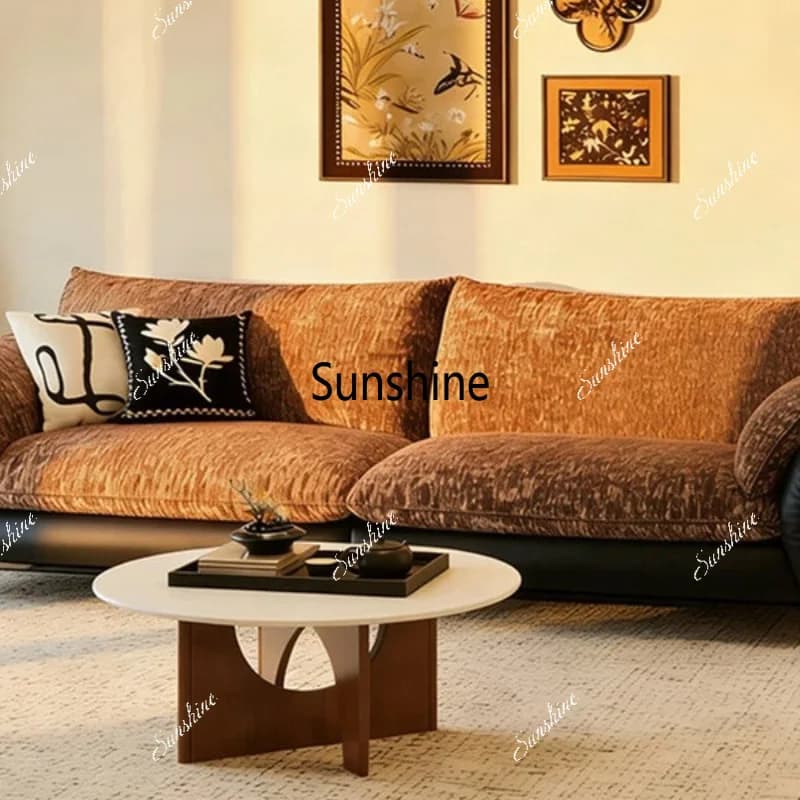 Medieval color matching fabric sofa black, removable and washable small apartment living room